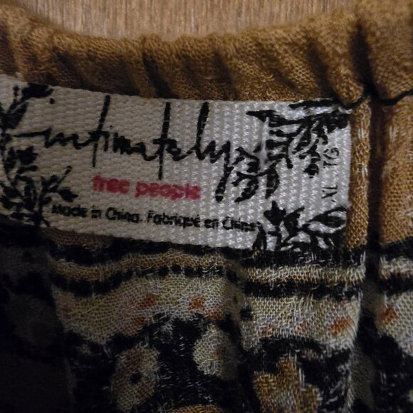 Free People Bali Mariposa Mini Slip Dress Tunic XL Floral Brown Combo EUC - Picture 4 of 5